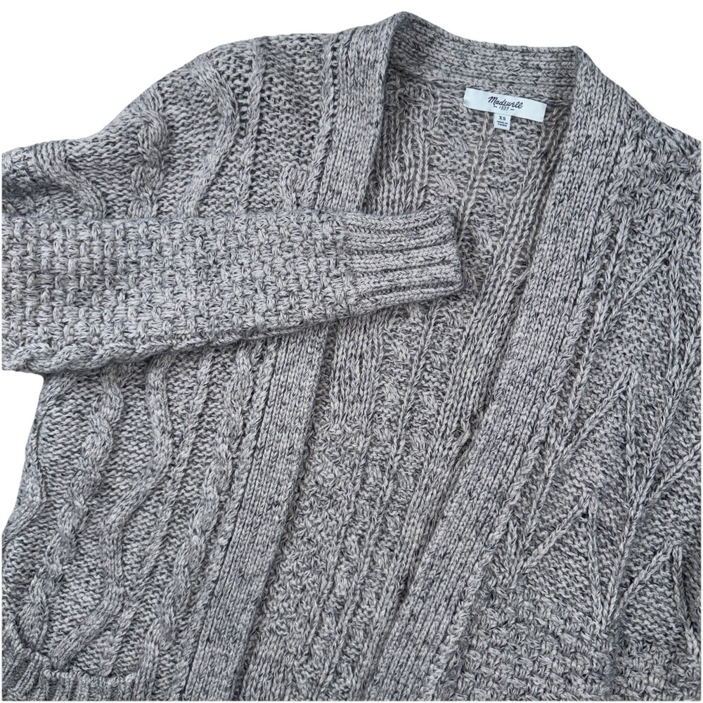 Madewell Marled Chunky Grandpa Open Front Cardigan Sweater XS Wool Alpaca Blend